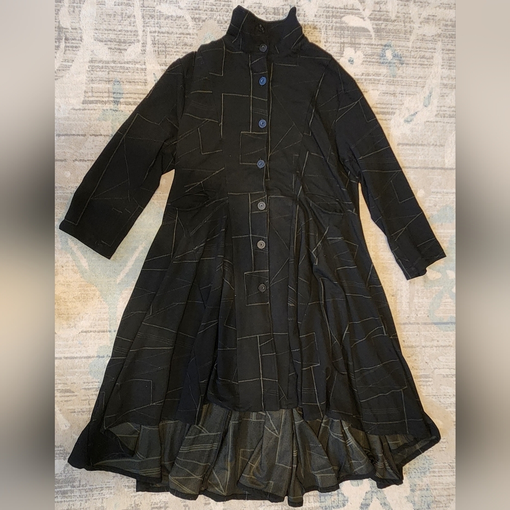 Dress To Kill Jane Mohr Duster/Dress. One Size Fits All. Black. EUC